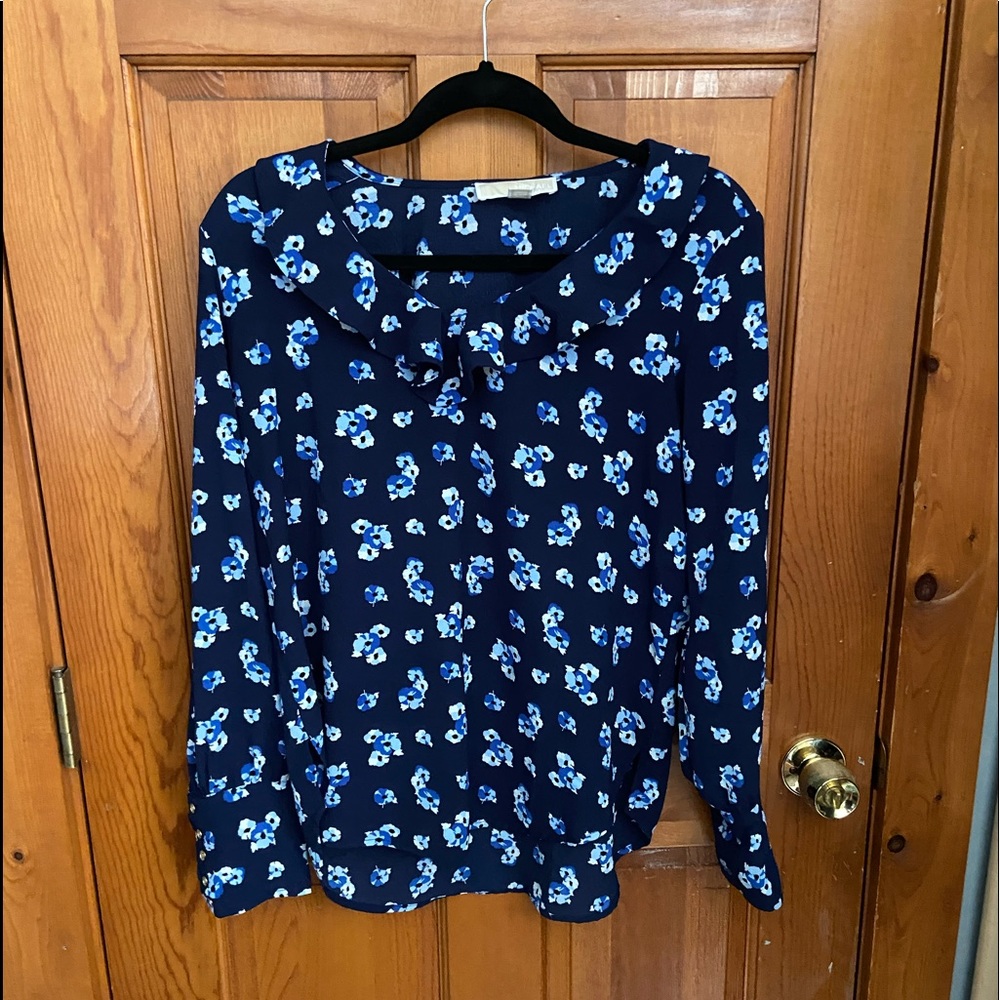 Michael Kors Navy Blue floral Blouse
